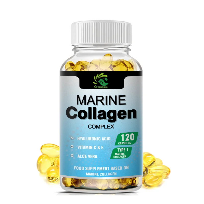 

60/120 Pcs Marine Collagen Capsules - Supports Joints, Hair, Skin, Nails, Cartilage & Overall Health