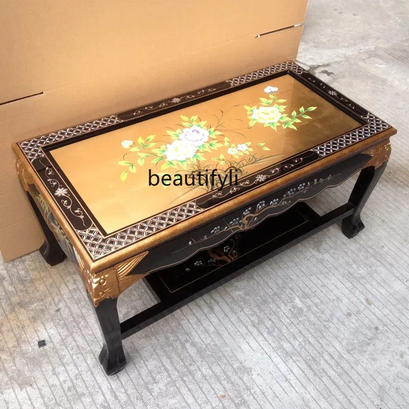 b73 Painted Furniture Large Coffee Table Living Room Glossy Lacquer Solid Wood Coffee Table