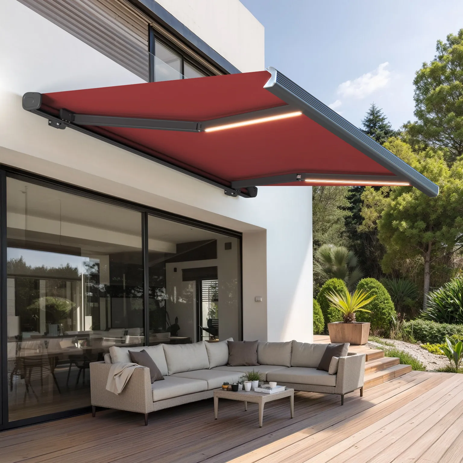 Manual Telescoping Retractable Awning All-in-one Foldable Outdoor Rooftop Canopy Balcony Eaves Sunshade Villa Garden Shelter
