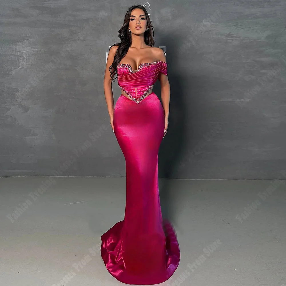 Elegant Women Evening Dresses Sexy Sleeveless Prom Gowns Charming One Shoulder Formal Party Beaded Customized Vestidos De Noche