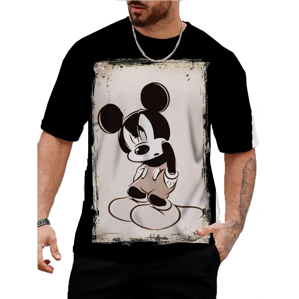 Men Disney Mickey Mouse Print T-Shirt Summer Men's Street Fashion Casual Sports Loose O Neck Quick Dry Short Sleeve Clothing Kid image 5