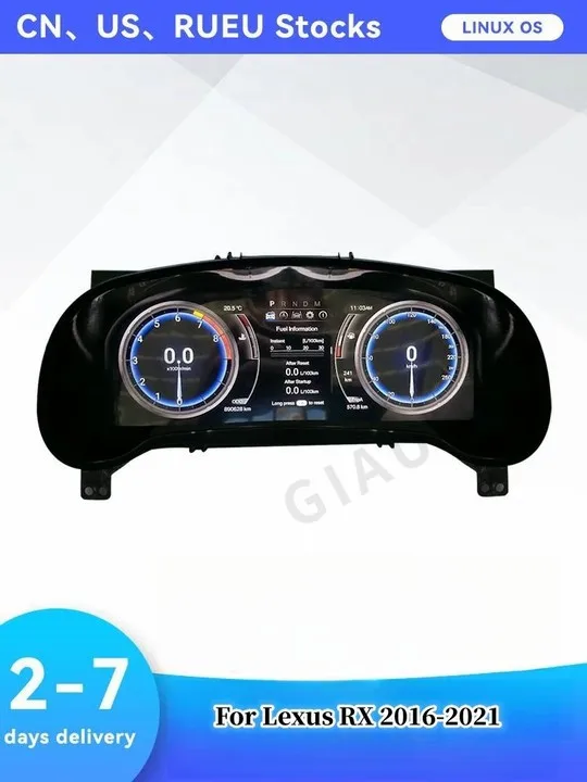 12.5 Inch Linux System For Lexus RX 2016-2021 Digital Dashboard LCD Display Speedometer Vehicle Virtual Cluster Cockpit 1920*720