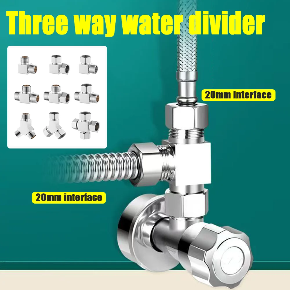 Upgrade Brass 3-way Shower Diverter Valve 2-way Water Divider  G1/2 Shower Tee Adapter Faucet Switcher Bathroom Replacement Part