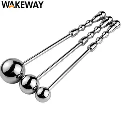 WAKEWAY S/M/L Metal Anal Balls Dildo Butt Plug Anal Plugs Long G Spot Stimulate Wand Massage Stick Adult Sex Toys For Men Women