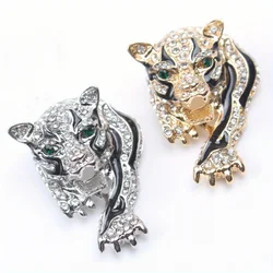 New Vintage Style High-grade Rhinestones Tiger Head Beast Animal Brooch Tiger Year Pin Clothing Accessories