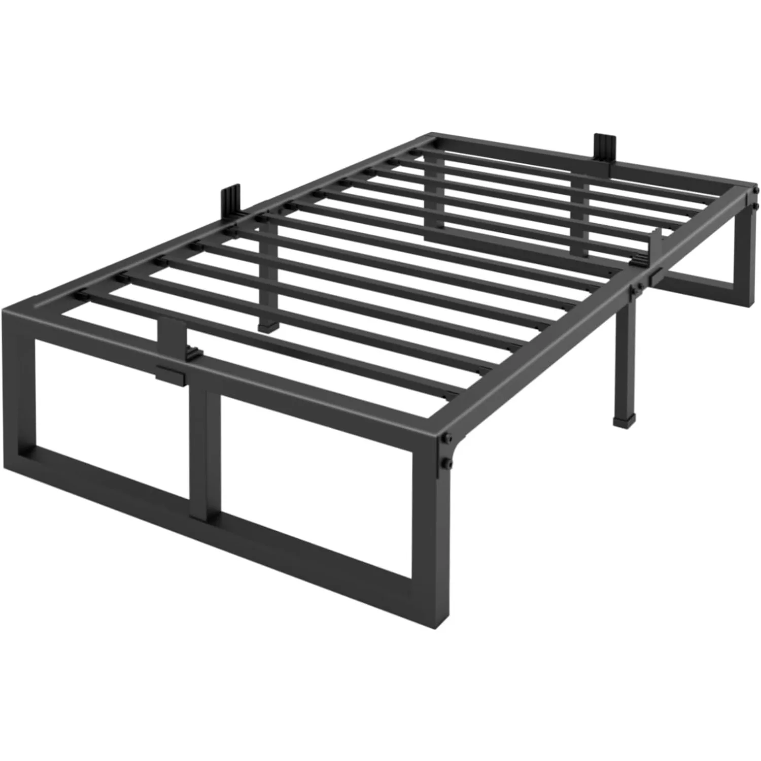 

Double bed frame, 14 inches high 3500 pounds, mattress foundation with steel bar support/noiseless/easy to assemble