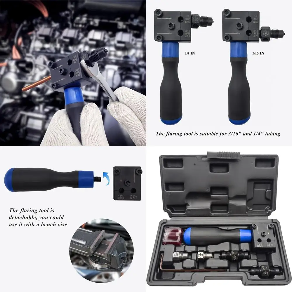 

Универсальный набор инструментов для двойной развальцовки трубок 3/16 и 1/4 дюйма для ремонта тормозных и гидравлических систем автомобилей