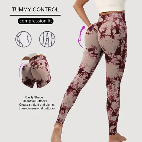 WAREBALL Nya Tie Dye Yogabyxor Gym Leggings Dam Sömlösa Höga Midja Push Up Sport Tights Fitness Workout Leggings 8 best sales Mallas fitness armhävningar - №6