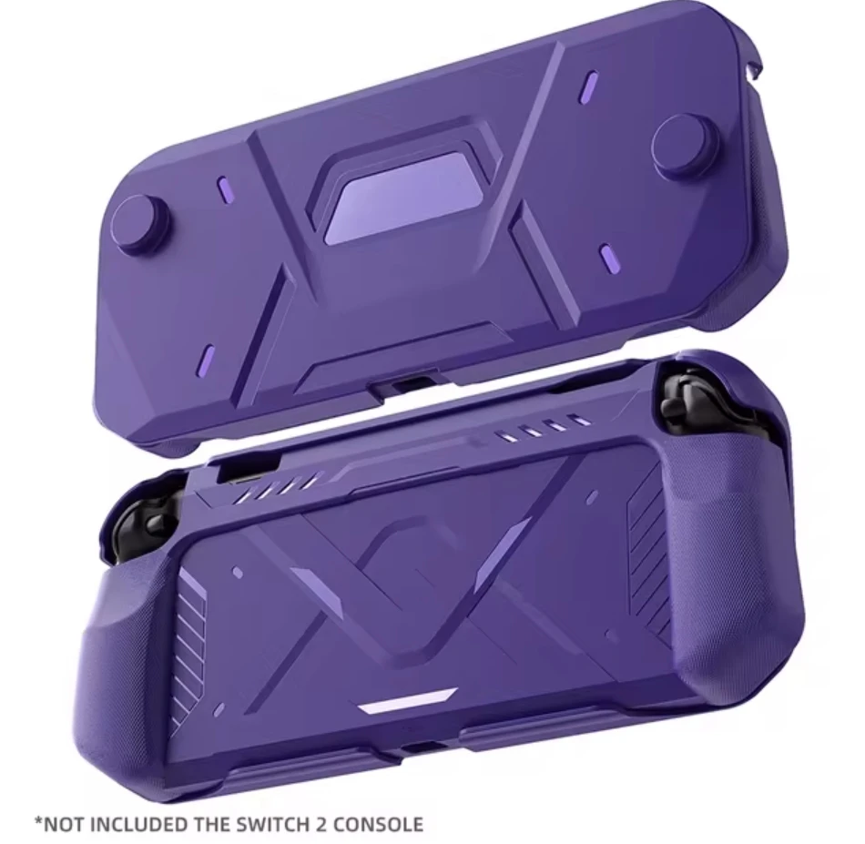 For Switch 2 Mecha Armor Protective Case with Flip Cover Shockproof TPU+PC Hard Shell Full Body Wrap Anti-Fall Ergonomic Grip
