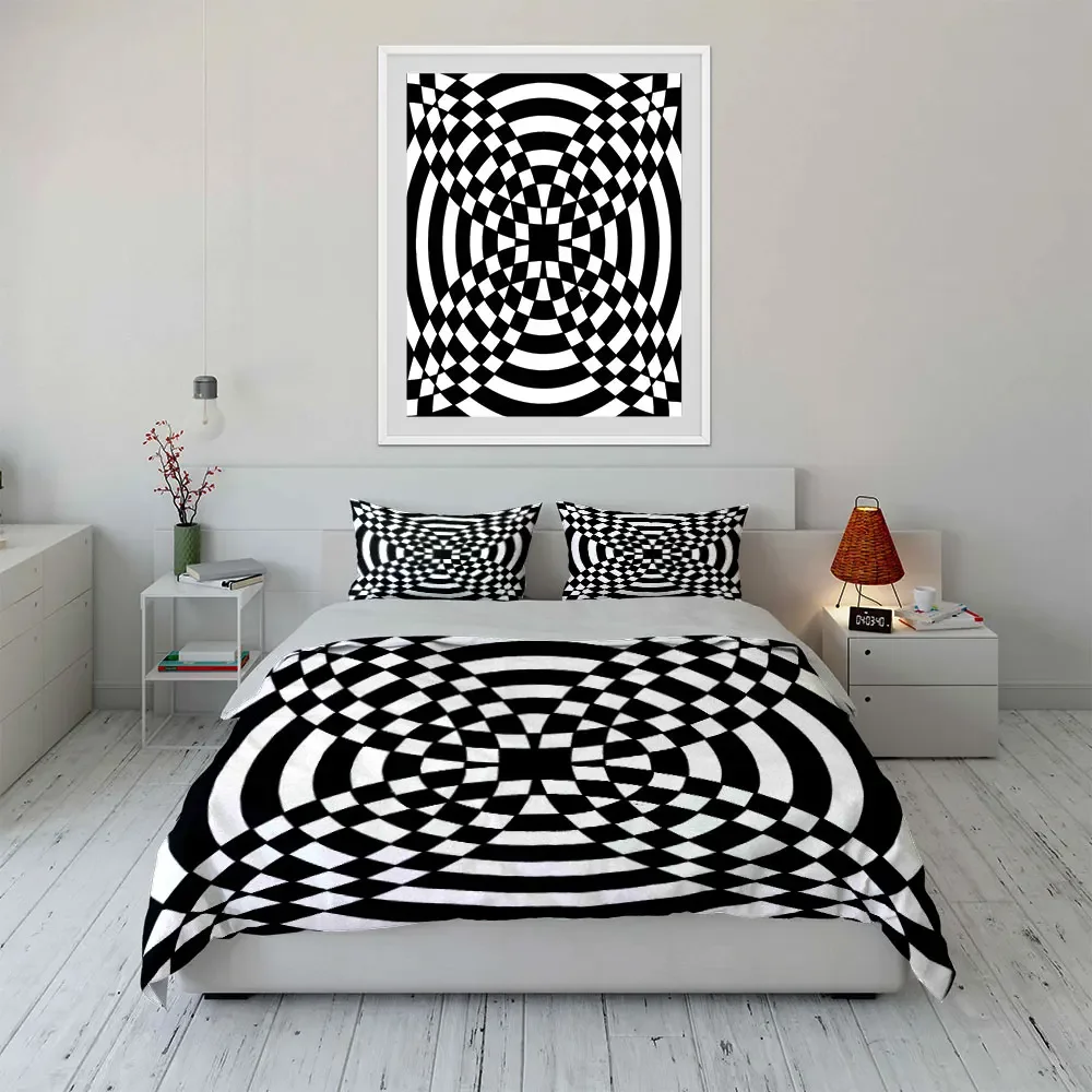 

"Geometric Pattern Three-Piece Decor Set" Multiple sizes kid's and adults' bedroom Exquisite 3PC bedding set, gift