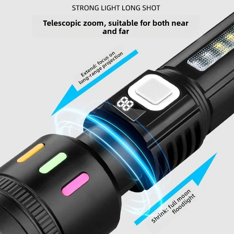 New Multifunctional White Laser Flashlight Large Floodlight Outdoor Long Battery Life Work Light Maintenance Emergency Light