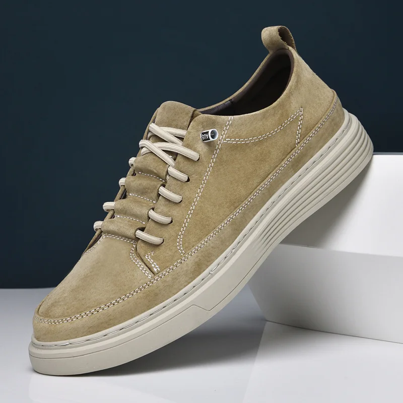 New Trendy All-match Men's Casual Shoes Suede Leather Male Sneakers Classic Simple Oxford Shoes Versatile Formal Dress Footwear