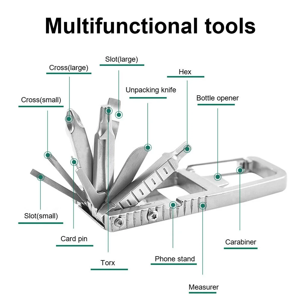 STONEGO Multifunction Screwdriver Tool Kit Portable DIY Keychain Tool Bottle Opener Outdoor Camping Travel 13 in 1 Mini Tools