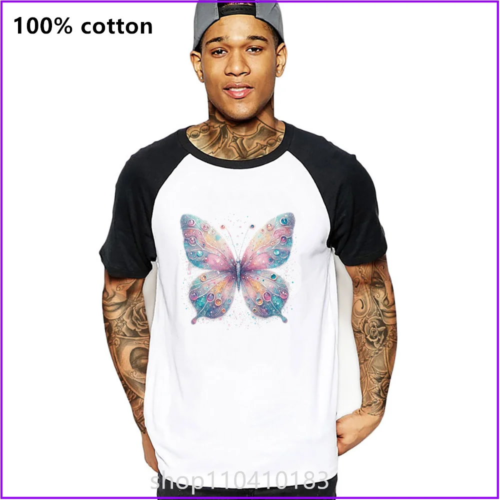 Butterfly With A Colorful Wing And A Pearled Body T Shirts For Men'S Women Tshirt T-Shirt Vintage Military Acid Wash New Styles