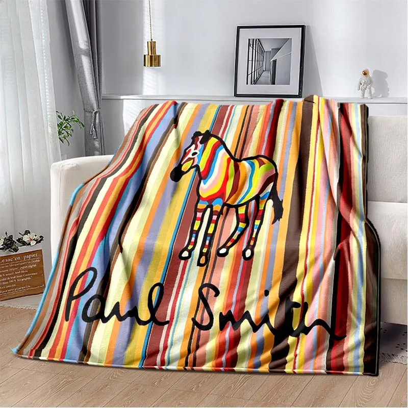 P-Paul-Smith-h Style Flannel Throw Blanket Artistic Retro Print Soft Warm Bedspread For Sofa Bedroom Living Room Home Decor Gift