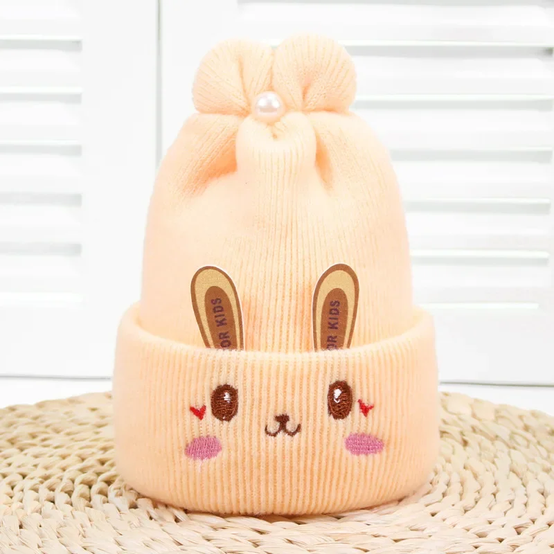 

Baby Soft Newborn Hat Baby Stuff Accessories Lovely Winter Warm Cartoon Beanie Crochet Knit Embroidery Patch Cap for 0-6 Months