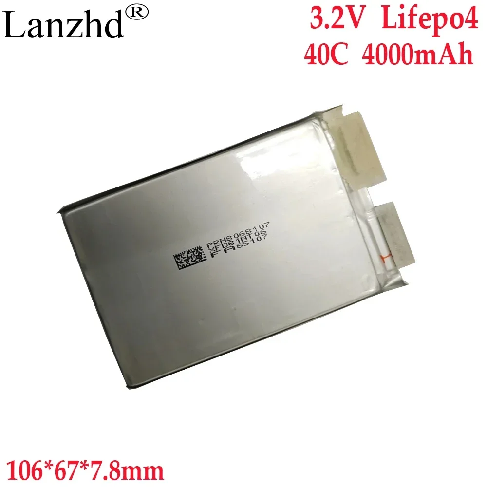 Batterie Lithium Fer Lifepo4, 3.2V, 4000mAh, Décharge à Haut Débit, 40C, pour Modèle d'Avion, Modèle de Voiture, Allumeur de Voiture