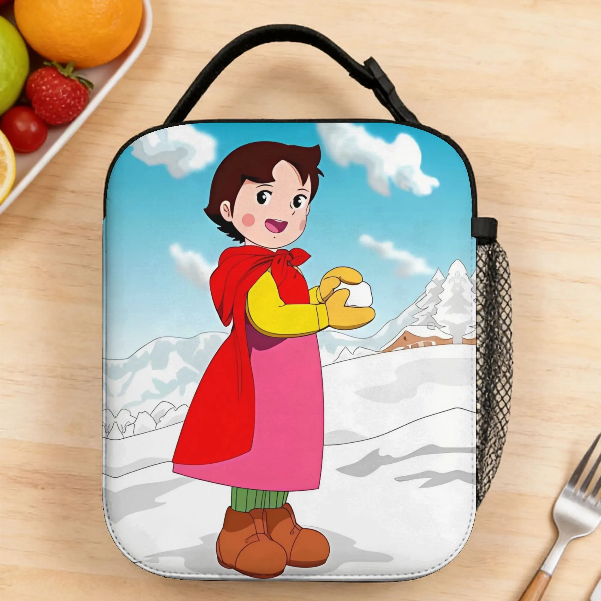 Custom Alps Mountain Girl Happy Heidi Lunch Bag  Funny Lunch Box For Women  Outdoor Cooler Bag Oxford Thermal Tote Handbags