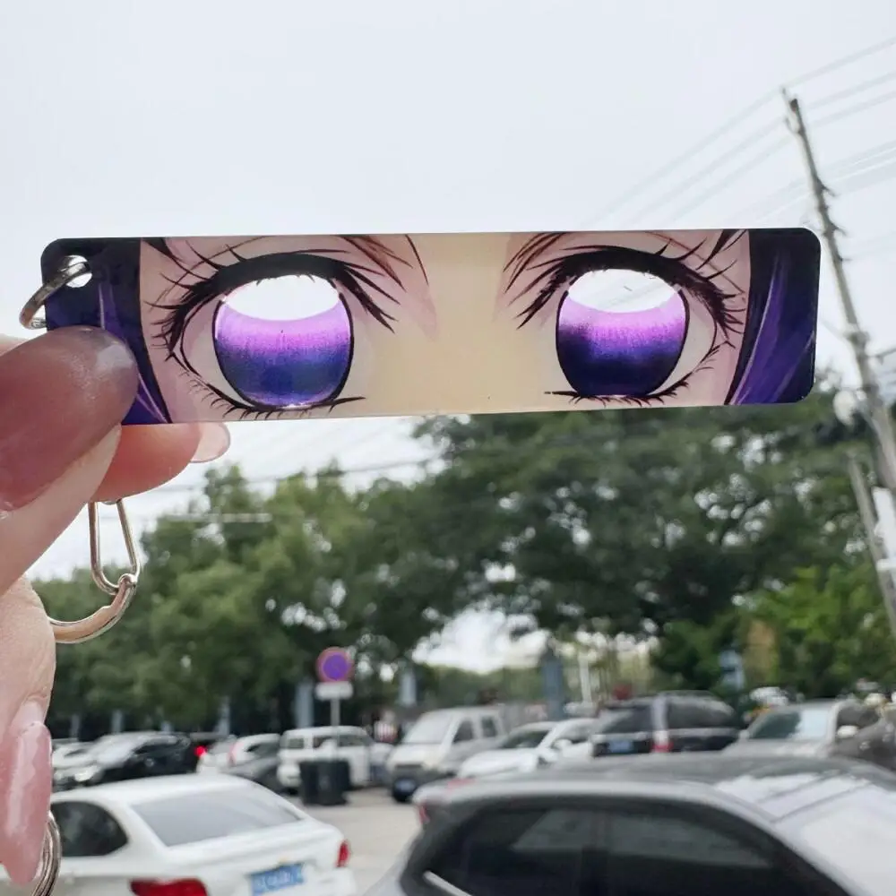 Chaveiro Demon Slayer Acrílico Rengoku Kyoujurou Olhos Brilhantes Retangular Dupla Face Padrão Mochila Pingente Presente de Natal