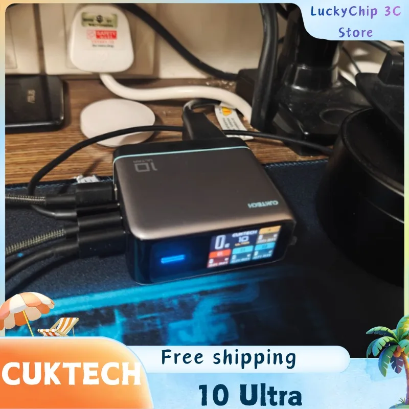 CUKTECH 10 GaN Super Charger Ultra 120W MAX 4 Ports USB-C Charger with 1.57 Inch Screen Display for Xiaomi Samsung IPhone Mac