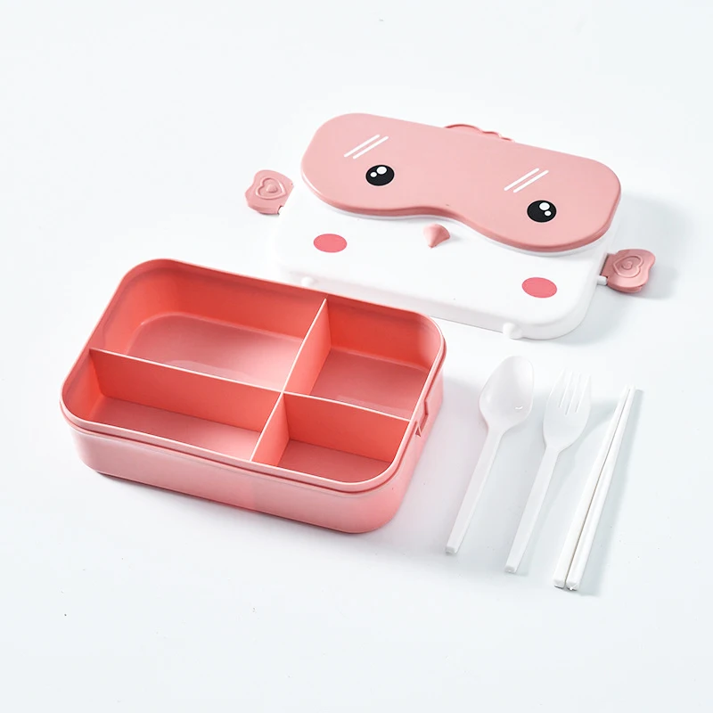Stainless Steel Tableware Thermal Lunch Box for Meal Student School Bento Box Cute Owl Cartoon Cutlery Set Storage for Kids