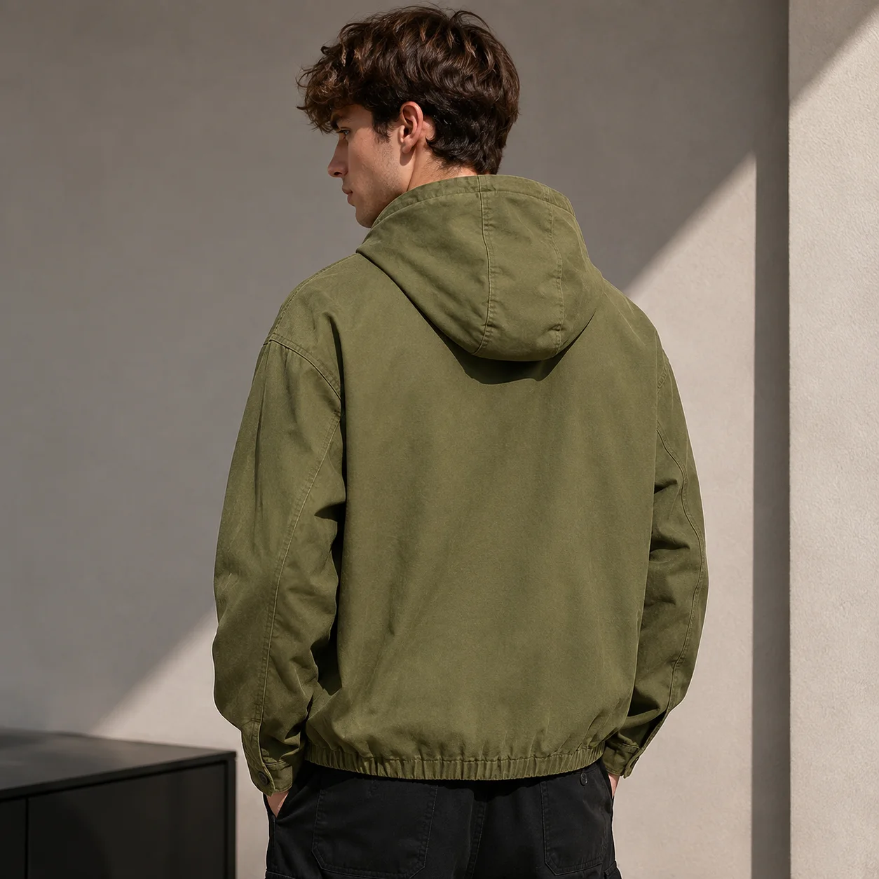 Men's Vintage Military Hooded Pullover Jacket Casual Anorak Utility Workwear Long Sleeve Spring Autumn