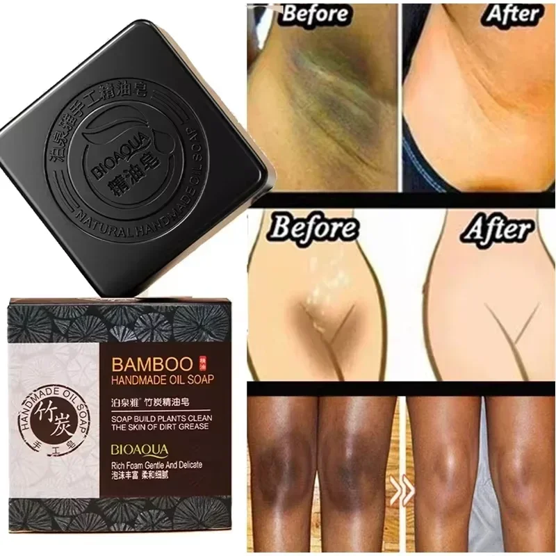 Bamboo Charcoal Handmade Essential oil Soap Deep Cleansing Oil Control Blackhead Remover Skin Moisturizing Face Wash Hair Bath