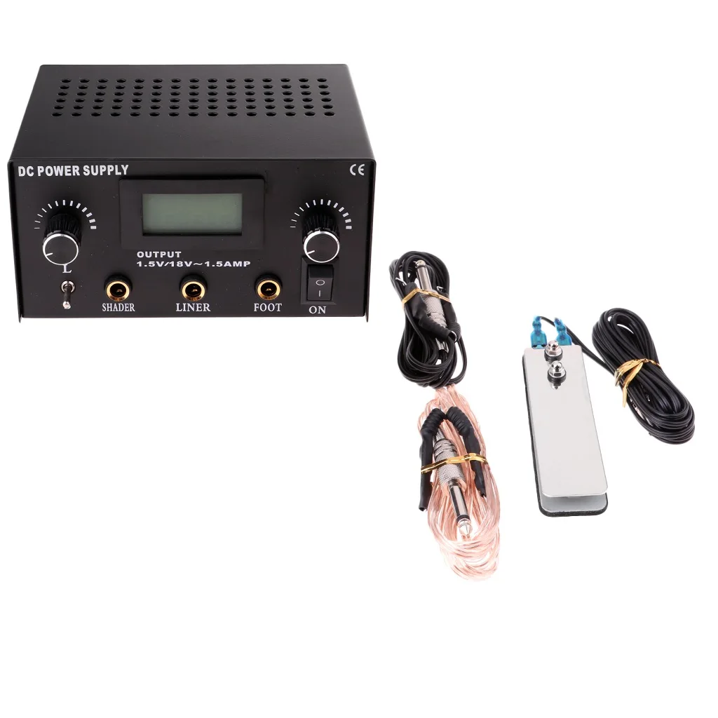 

Digital LCD Display Tattoo Power Supply Foot Pedal Switch Clip Cord Tool Set