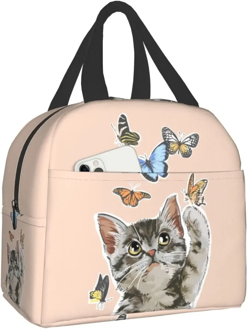 Lunch Bag for Teen Cute Peach Insulated Lunch Box Cooler Thermal Waterproof Reusable Tote Bag for Women Travel Work Picnic