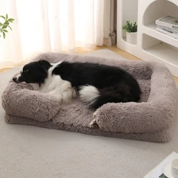 Sofá cama de felpa para perro, cama cómoda y calmante duradera, parte inferior antideslizante, camas ortopédicas para perros y gatos de tamaño mediano