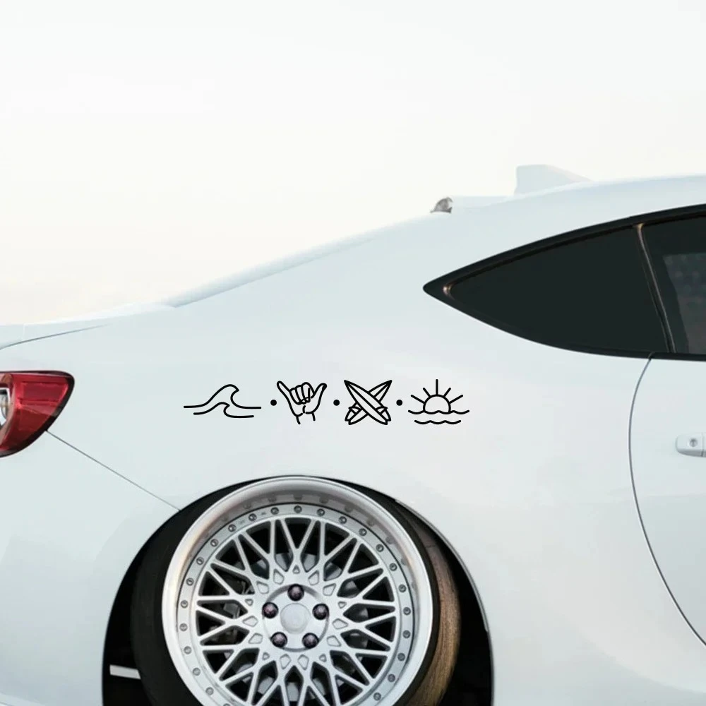 Ocean Animals Surf Funny Car Bumper Sticker Camper Van Car Windshield Beach Vinyl Decal Anti Scratch Auto Decoration Accessories