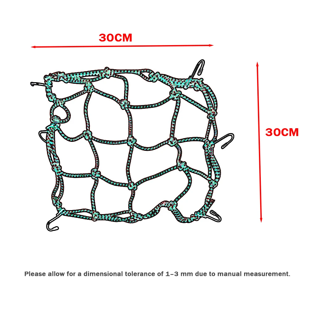 Motorcycle Cargo Net 30x30cm Motorbike Bicycle Elastic Net for Helmet Storage Bungee Fuel Tank Luggage Net with Hooks view 4
