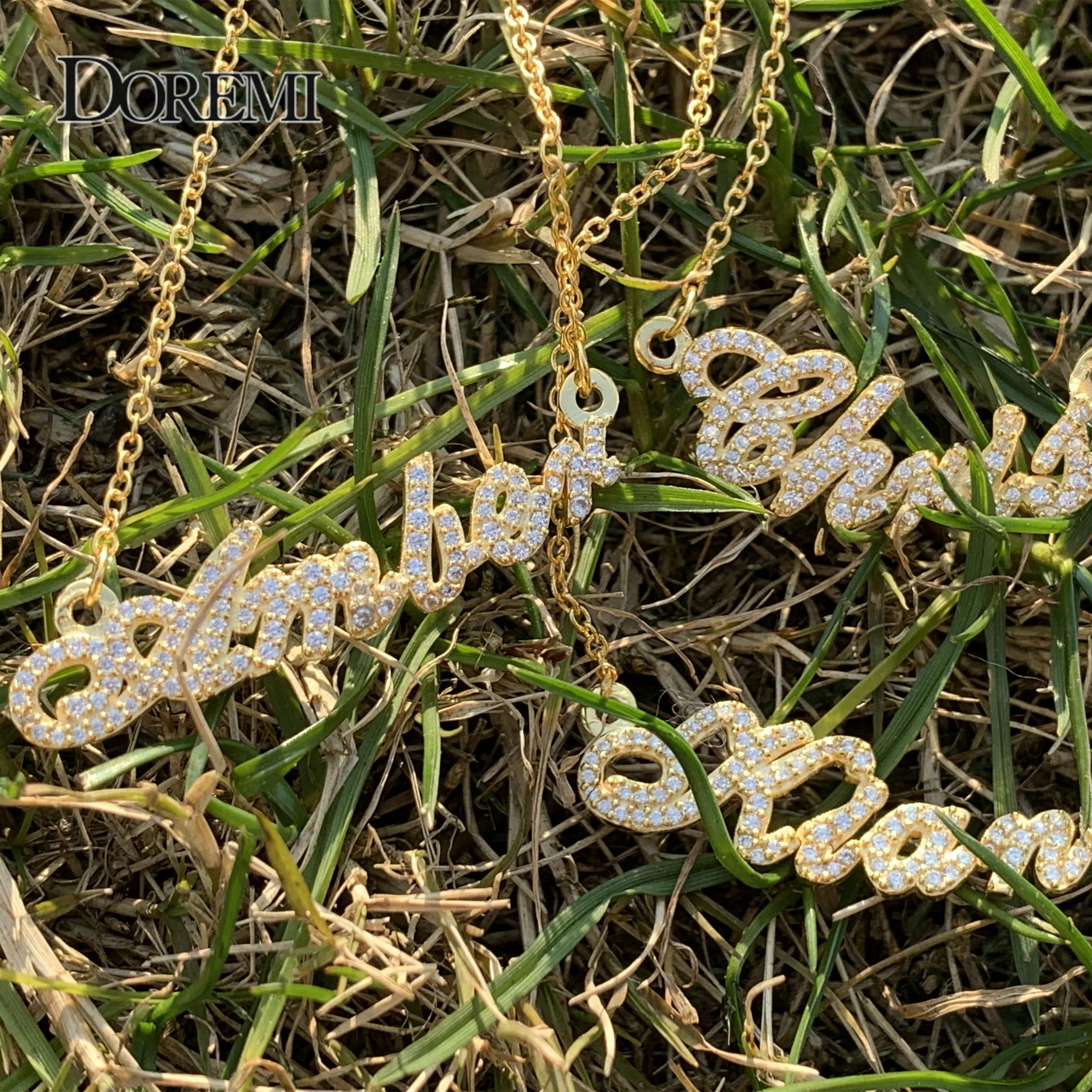 DOREMI S925 Custom Name Necklace Crystal Pendant s925 Sterling silver Chain Zircon Letter Necklace for Mom Women  Anti-allergy