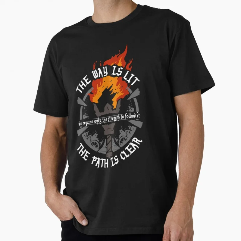 

The Way Is Lit Darkest dungeon Retro Video game gift t shirt for man Cartoon Graphic Clothes 100% cotton print All size Tops