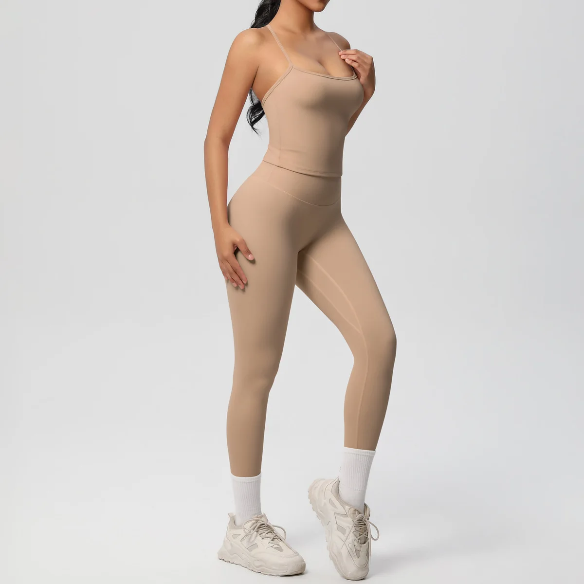 

Женские спортивные майки из 2 предметов, леггинсы с высокой талией, одежда для бега для йоги, женская одежда для тренировок на открытом воздухе, фитнес-костюм с эффектом пуш-ап, спортивный комплект для йоги