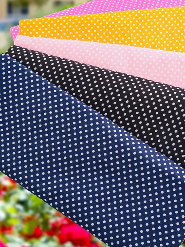 Breathable Thin Polka Dots Cotton Fabric Spotted Pastel Design, Decorative Fabric for Sewing Clothes Upholstery and Home Accents