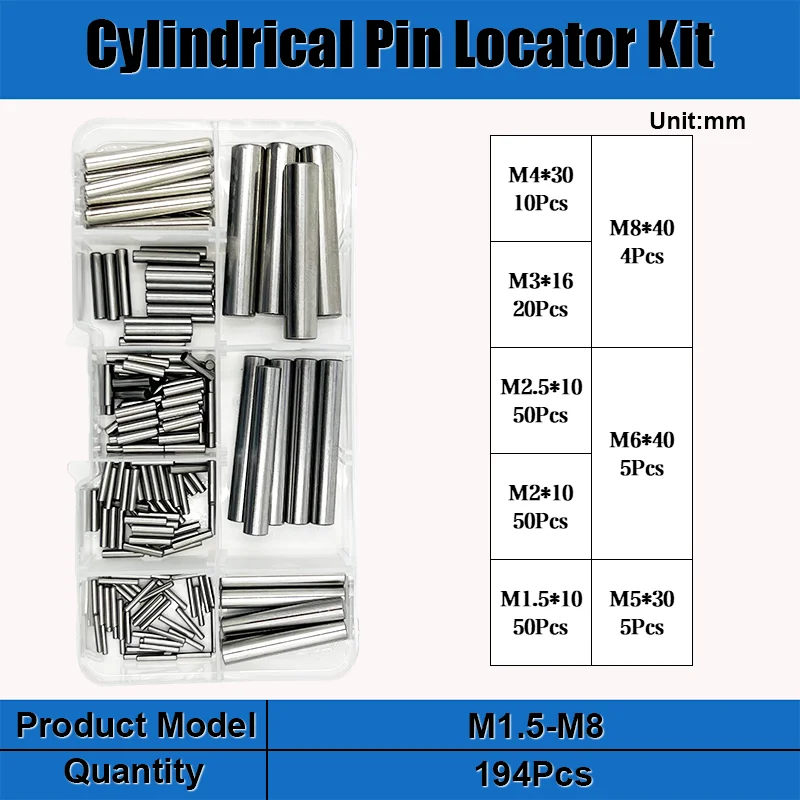 Zylindrischer Edelstahls tift m1 m 1, 5 m2 m2, 5 m3 m4 m5 m6 m8 Position ierungs dübel feste Welle fester Befestigungs stift Metallstab satz
