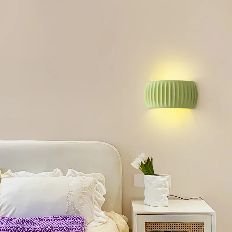 Imagem -03 - Nordic Cream Estilo Pumpkin Shape Wall Lamp Candeeiro para Quarto Corredor Escada Corredor Decoração de Casa Luminária Brilho