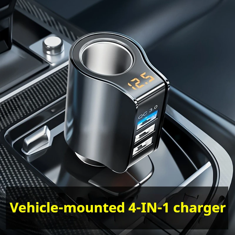 

Universal 12V-24V Fast Dual USB Car Charger Adapter LED Display Cigarette Socket Lighter ABS Car Phone Charger