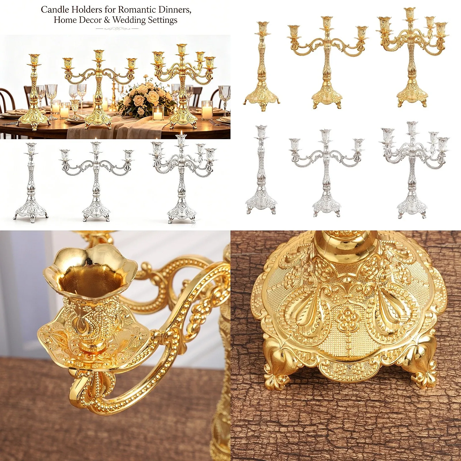 Elegant European Metal Candle Holders for Romantic Dinner Table Decor Home Ornaments