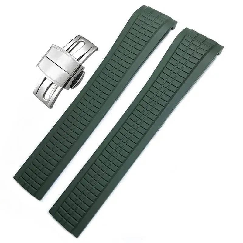 PCAVO For Patek Philippe 5164A 5167A AQUANAUT Philippe Series Butterfly Buckle Watch Strap Colorful Fluorous Rubber 21mm