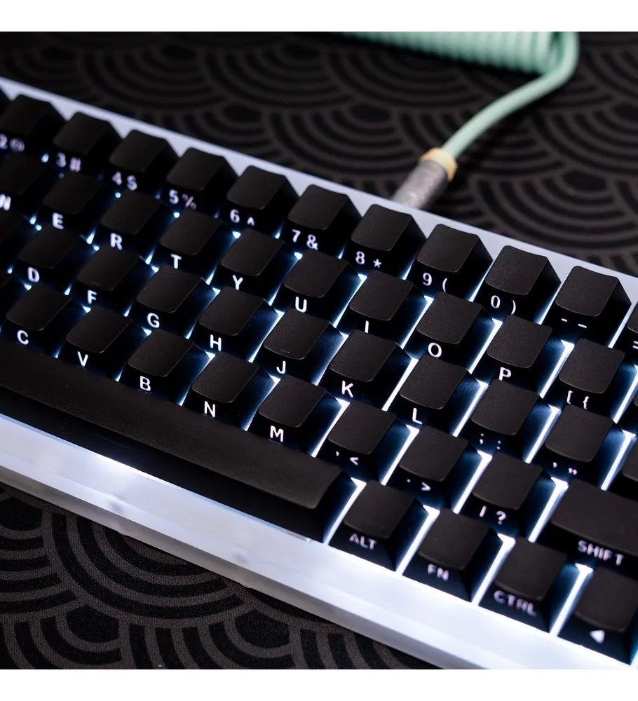 Pure white side engraved transparent keycap Pure black Original height PBT material Adapted magnetic axis 61 68 75 84 87 98