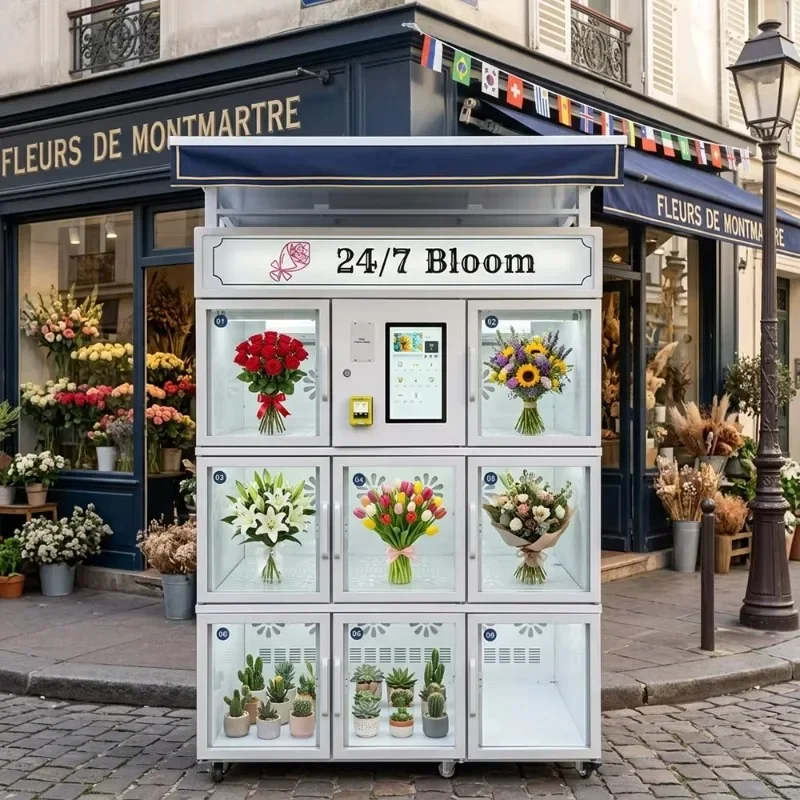 Factory Direct Large Capacity Outdoor Flower Vending Machine Rain Shelter Self Service 1 Year Warranty Multiple Payment