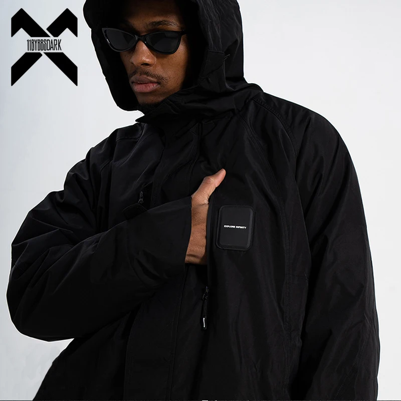 

2024 Jacket Windbreaker Men Outwear Multiple Pockets Techwear Functional Waterproof Coats Loose Jackets Black Clothing