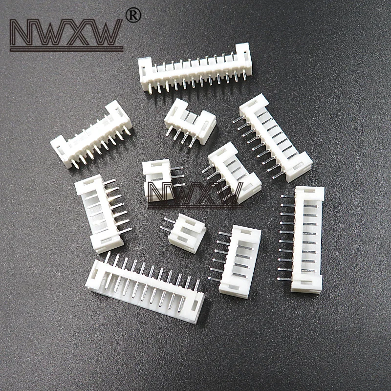 50Pcs PH2.0MM-2P/3P/4P/5P/6P/7P/8P/9P/10P/11P/12P Wit Blokaansluiting Rechte Naald Zetel 180 Graden