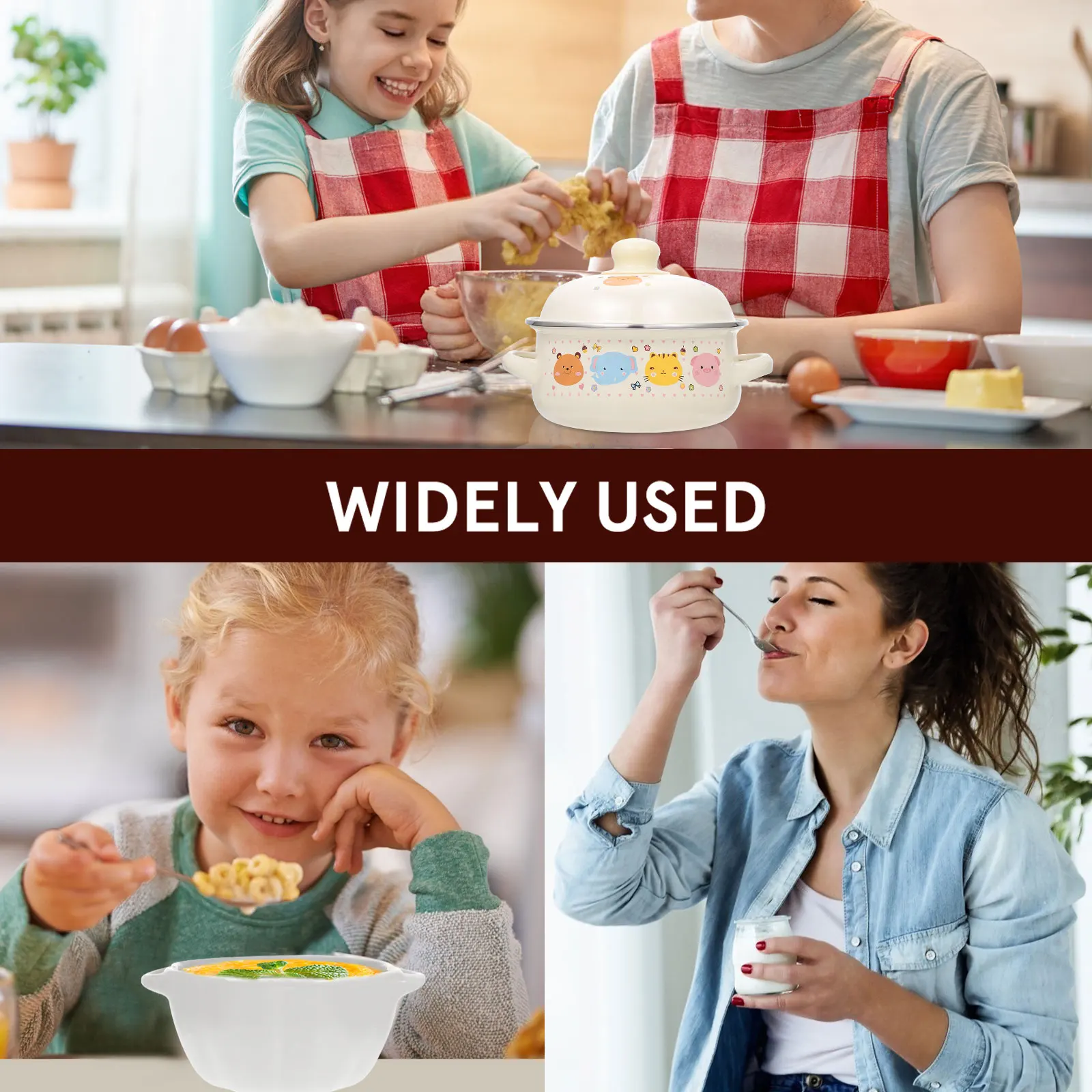 

Enamel Milk Pot Stove Cooking Pots Baby Food Stew Casserole Cookware Smooth Surface Even Heating Heat Preservation Kitchen Bar