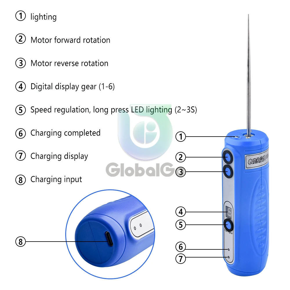 1800mAh الكهربائية الغراء مزيل العرض الرقمي 6 سرعة تعديل Tpye-C LED الغراء لاصق مزيل نظيفة أداة DM319