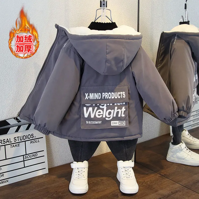 겨울 소년 재킷, 따뜻한 두꺼운 어린이 재킷, 후드 지퍼 아기 겉옷, 어린이 의류, 2, 3, 4, 5, 6, 7, 8 세 패션