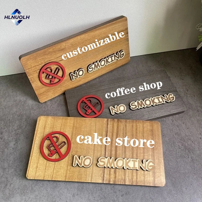 

Customized Personalized Wooden Signs No Smoking Signs Custom 3D Exterior Wooden Sign Board Black White Gray Door Sign Gift
