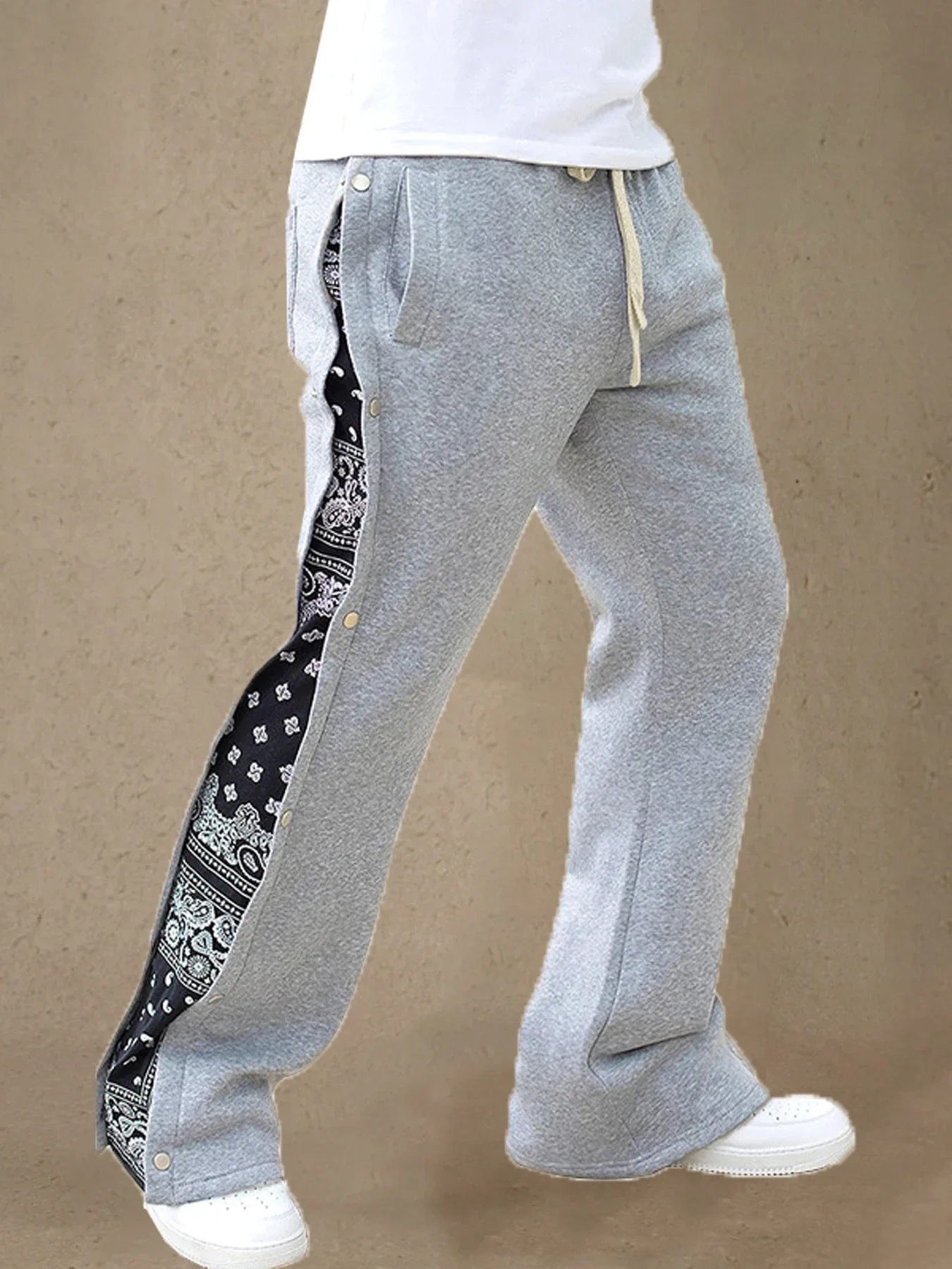 Spring and Summer High Street Double Line Hip Hop Breasted Sports Casual Pants Men's Loose West Coast Cashew Flower Mens Cargo